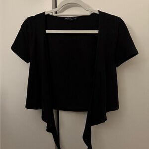 Brandy Melville Black Short Sleeve Wrap Top